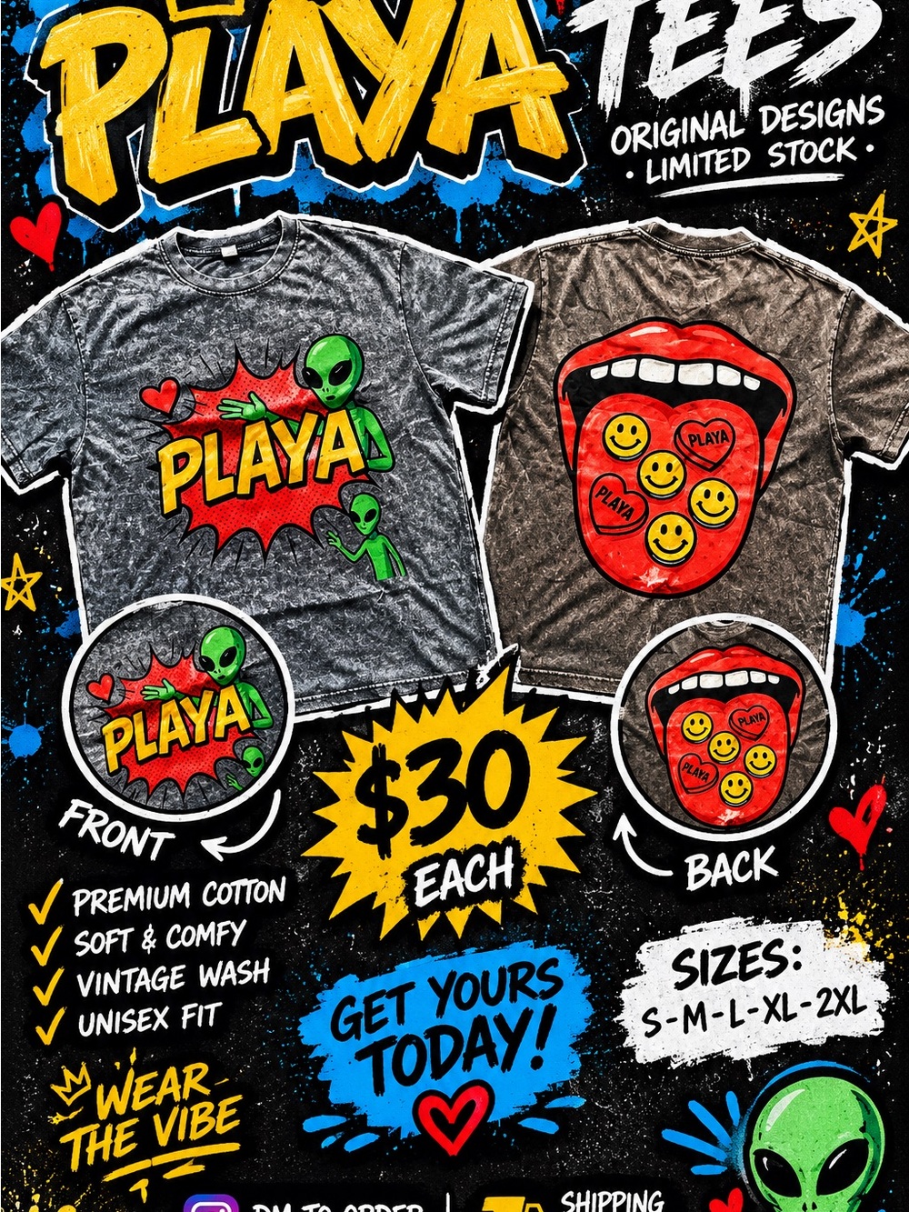 Short Sleeve Graphic Tee - Gray with Green Alien